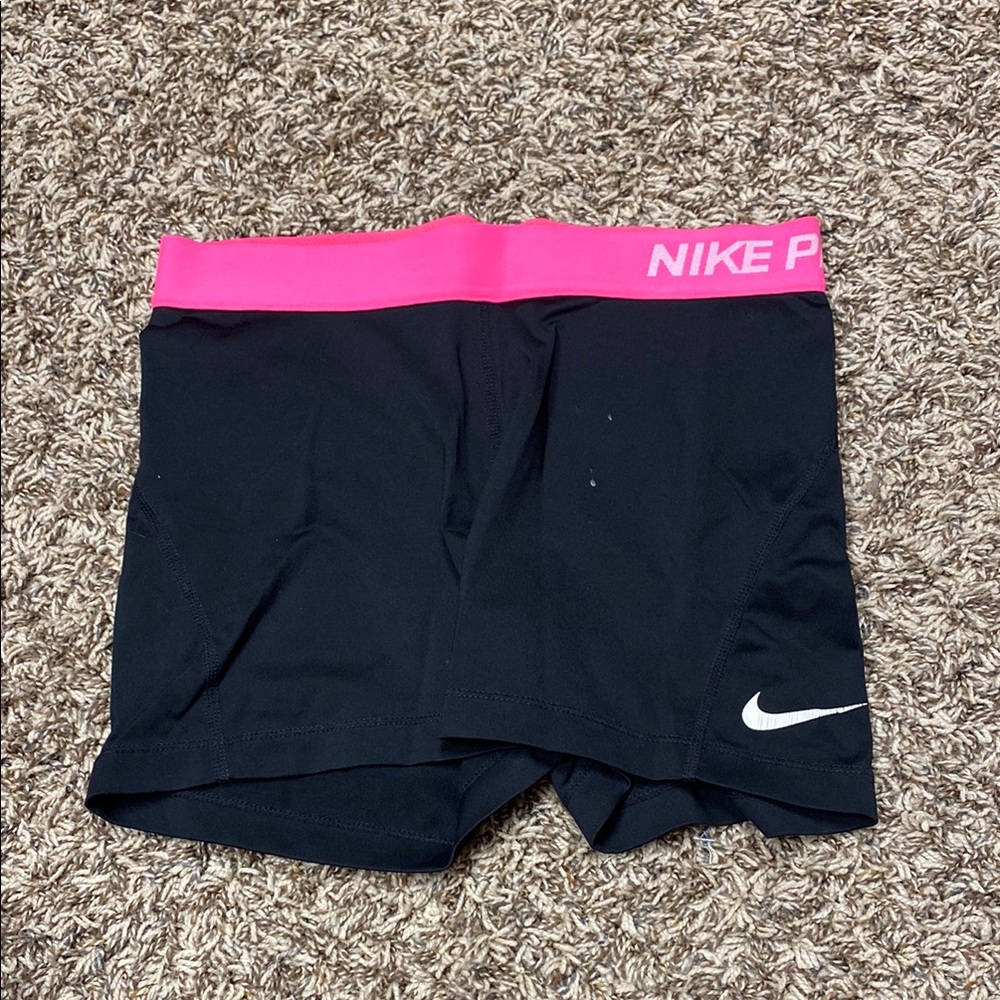 Nike Black and Pink Athletic Shorts